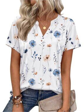 Short Sleeve V Neck Blouse Business Work Top Polyester Spandex
